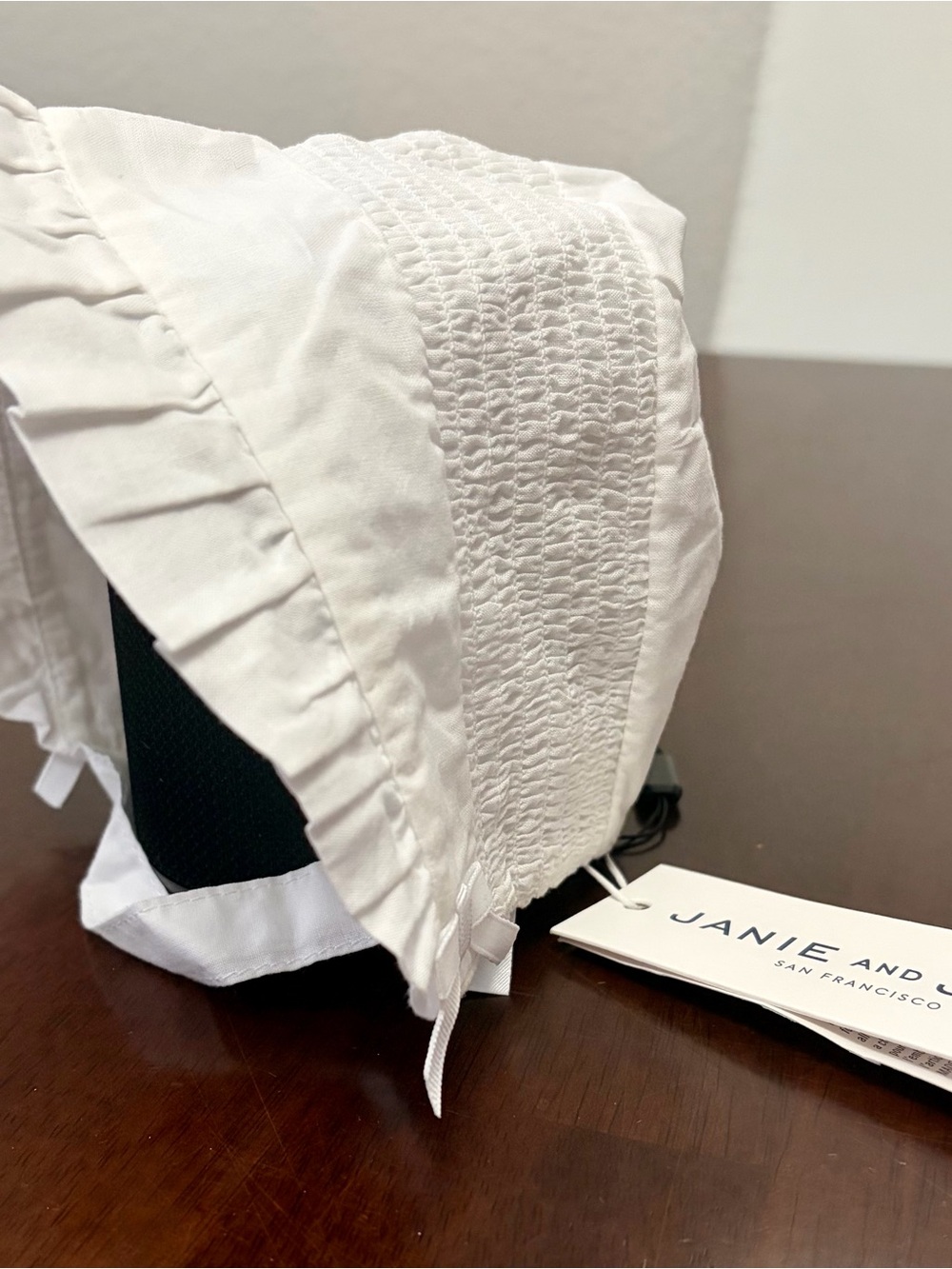 Janie and Jack White Baby Girl Ruffle Bonnet